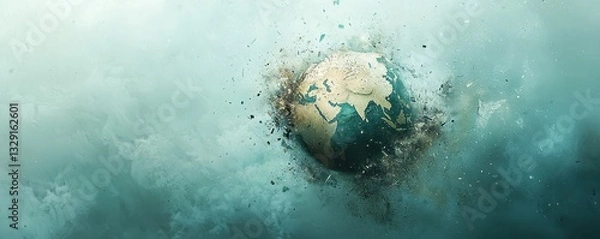 Fototapeta Environmental crisis unfolds earth cracks under pressure digital art abstract atmospheric
