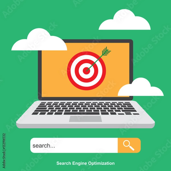 Obraz SEO , Search Engine Optimization. Digital Marketing. Analytics Search , Information and Website.Vector Illustration.
