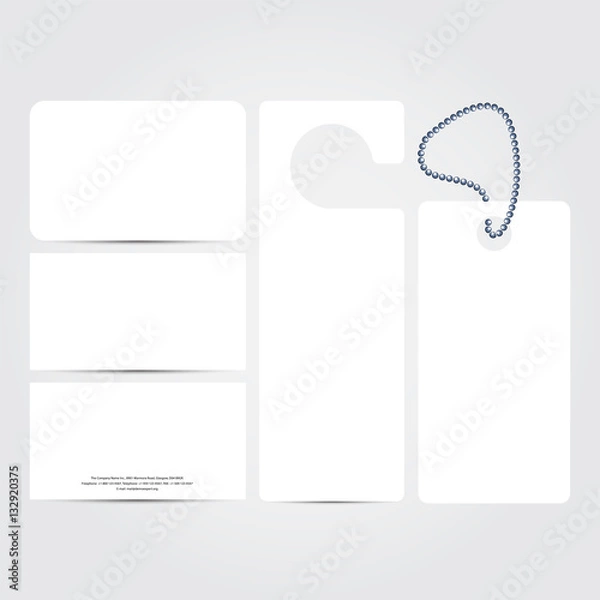 Obraz Corporate concept identity blank template set. Business stationery mock-up  white. Branding design. Letter envelope, card, banner, label, pen, pencil, badge,  letterhead. Vector illustration.