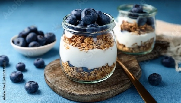 Obraz blueberry yogurt with blueberries