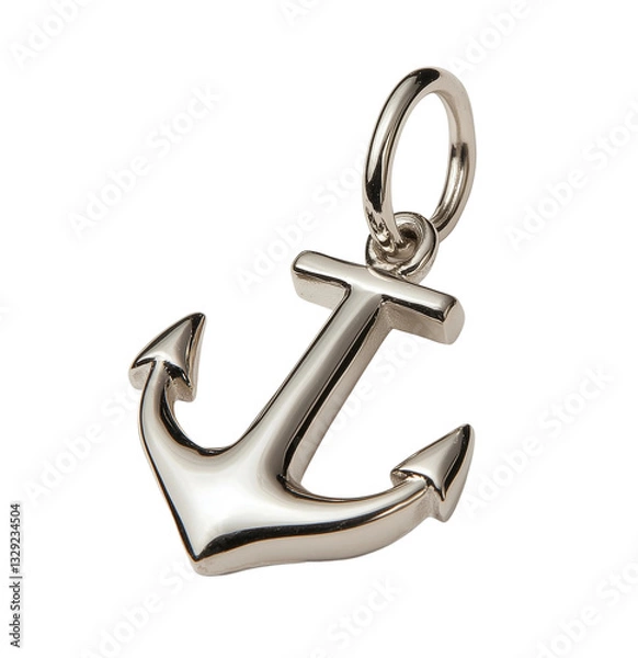 Fototapeta Shiny Silver Anchor Pendant Charm Design, PNG with transparency