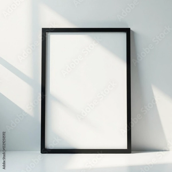 Fototapeta Subtle black frame against solid black, clean lines , edge, photography, picture frame