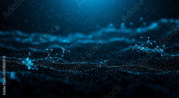 Fototapeta Digital Data Connection: A Blue Network of Information, Technology, and Innovation