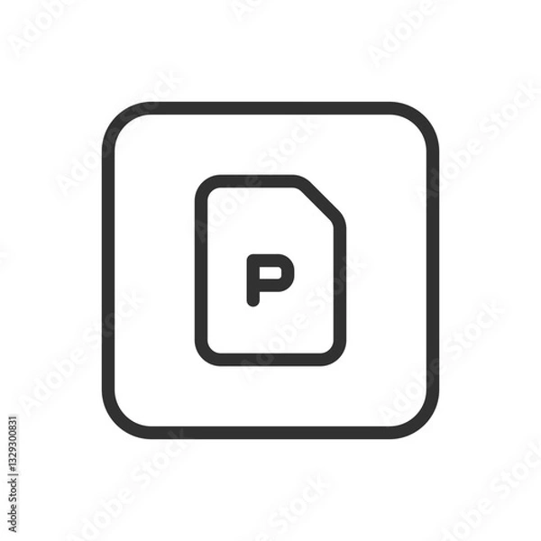 Fototapeta PowerPoint Document File Icon - Modern Simple Flat Vector for Web and Mobile