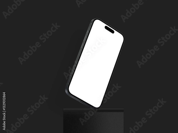 Obraz High quality realistic 3d render smartphone App promo ui ux screen mockup with transparent PNG