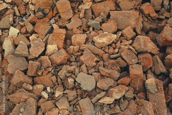 Obraz background from an old broken brick. stones for construction