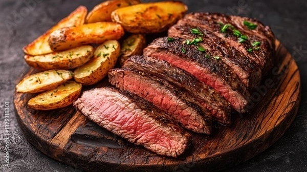 Obraz Seared flank steak with a crispy golden crust