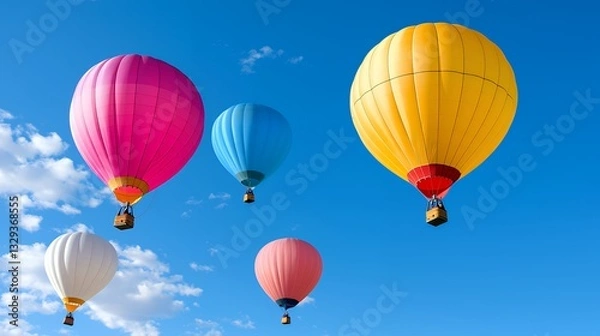 Fototapeta Colorful Hot Air Balloons Floating in a Bright Blue Sky