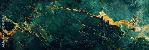 Fototapeta Elegant green and gold marble pattern showcasing natural stone textures and intricate veining