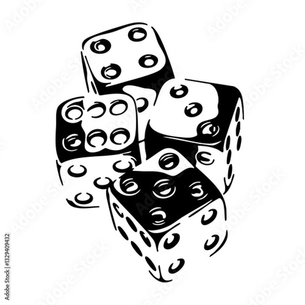 Fototapeta Vector of four dice