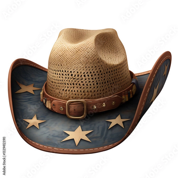 Fototapeta Cowboy Hat Icon: A classic cowboy hat, evoking the spirit of the Wild West, sits in isolation. The hat is detailed and stylized, its traditional design and textured elements immediately recognizable.