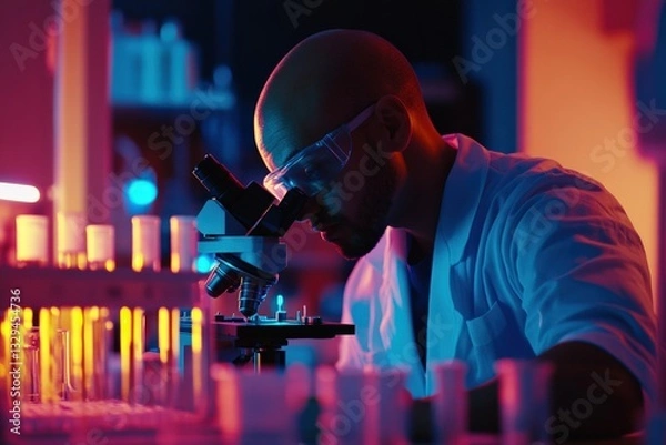 Obraz Scientist conducts research using microscope in a laboratory setting Generative AI