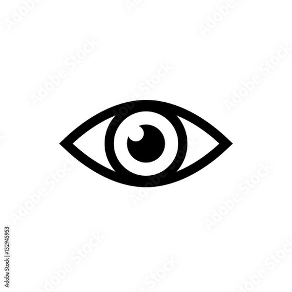 Fototapeta Eye icon. Black icon isolated on white background. Eye silhouette. Simple icon. Web site page and mobile app design vector element.