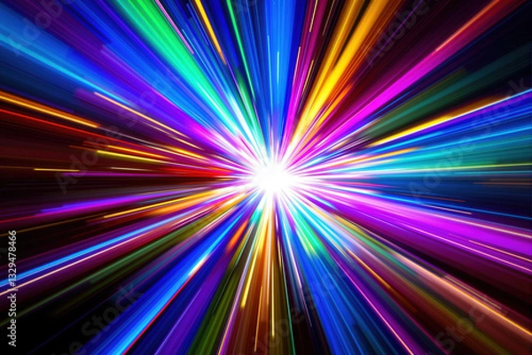 Obraz Multicolored abstract shiny background with bokeh defocused lights and rays of light