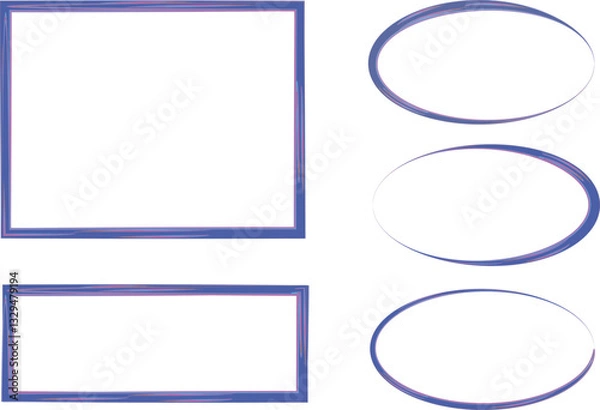 Fototapeta blue pink colorful pattern decorative borders shapes set