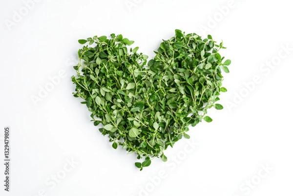 Fototapeta Green leaves arranged in heart shape symbolizing love for nature