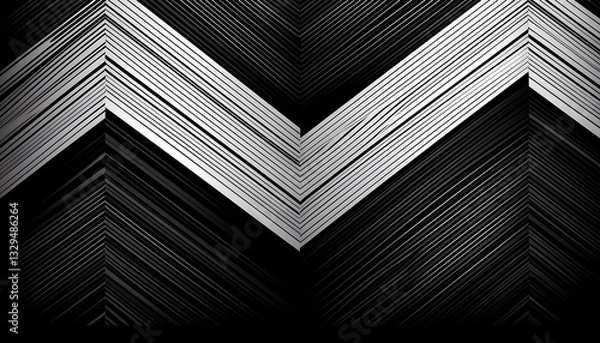Fototapeta Black-and-white chevron zigzag pattern, featuring sharp angles and dynamic lines for a bold, striking effect.
