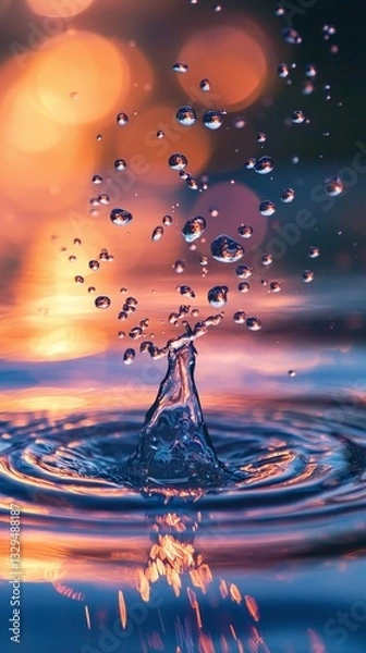 Obraz Water splash with glowing bokeh