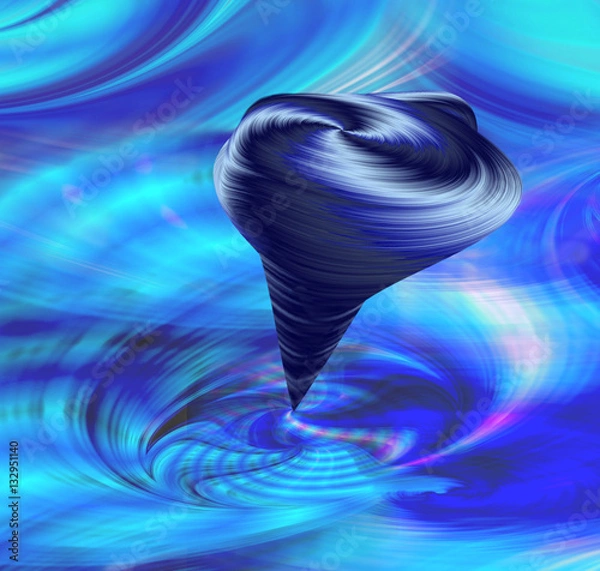 Fototapeta Abstract background with vortex resembling swirling tornado. Blue, white and pink liquid circular background resembling a whirlwind