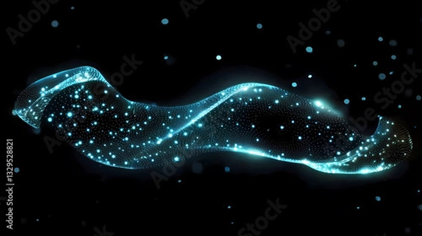 Fototapeta Glowing wave of light with points in dark