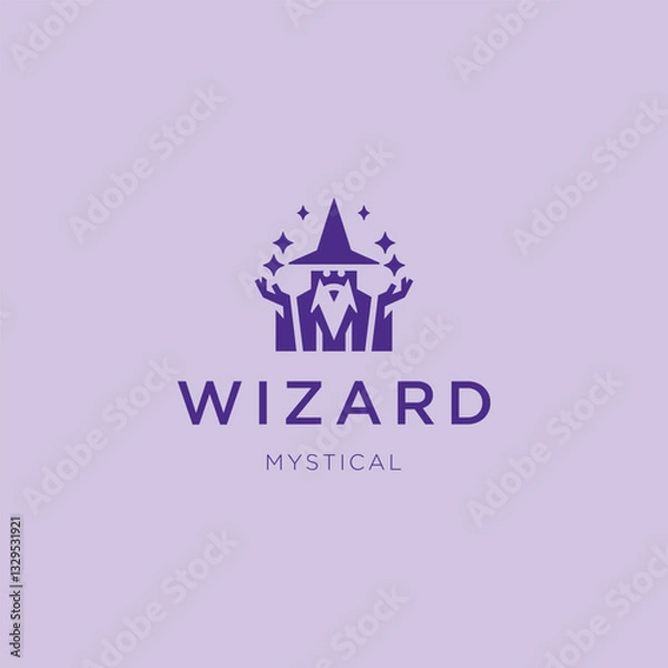 Fototapeta Wizard Logo – A mystical wizard logo symbolizing magic, wisdom, and ancient power.