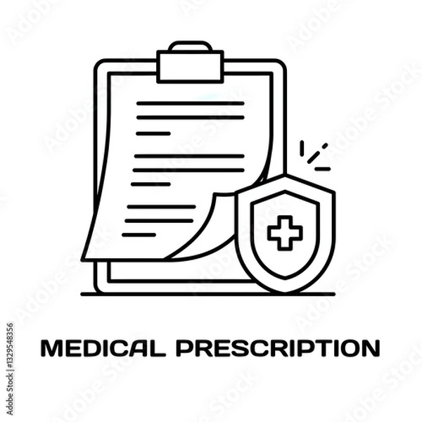 Fototapeta Medical prescription editable stroke outline icon isolated on white background flat vector illustration, black outline, Pixel perfect