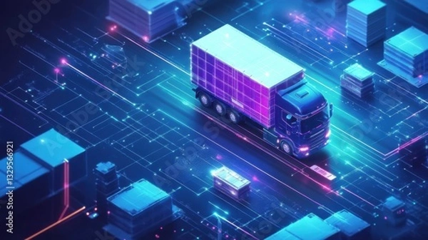 Fototapeta AI-powered logistics are optimizing supply chains.