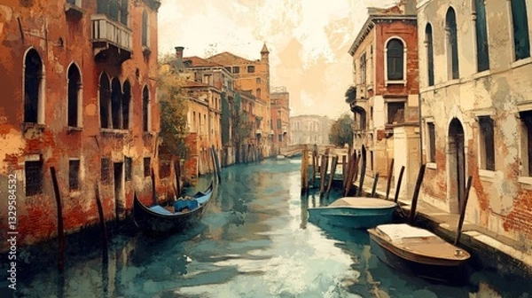 Obraz Old Venice Scenery - Vintage Charm and Architecture Beauty