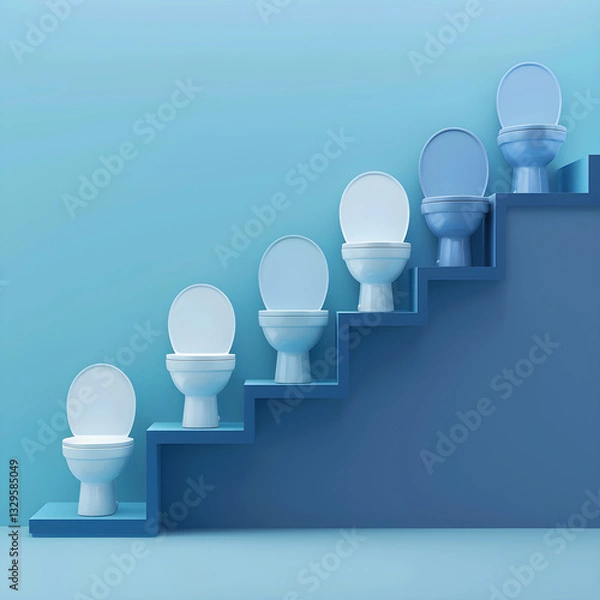 Obraz Visual Representation of Increasing Urination Frequency - From Comfort to Discomfort