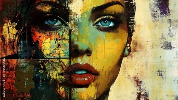 Fototapeta Abstract Woman's Face Art: Elegant Beauty in Modern Art