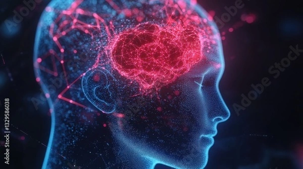 Fototapeta Holographic Interface Displaying Quantum Artificial.