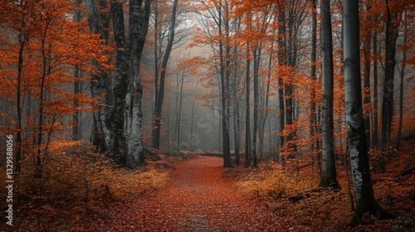 Obraz Vibrant Autumn Forest Scene in 16:9 Aspect Ratio for Professional Use
