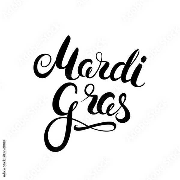 Obraz Carnival callygraphy. Mardi Gras holiday card design template. Vector Illustration.