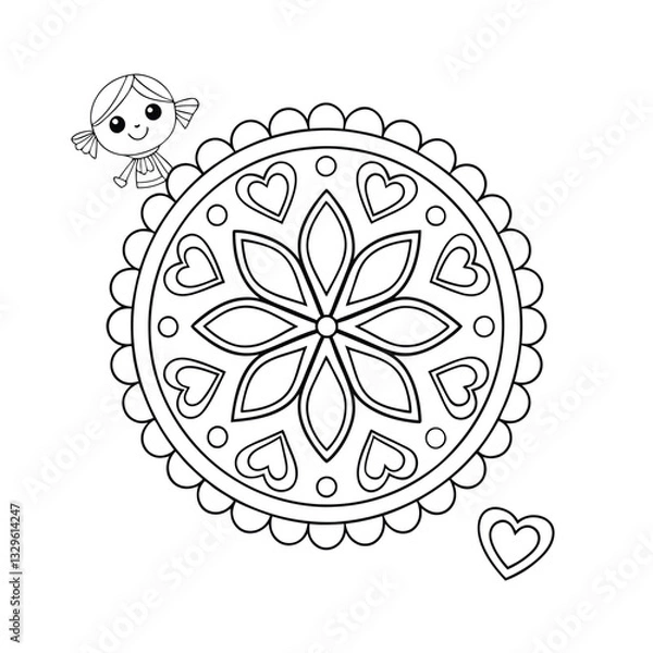 Obraz  Pattern in the form of a mandala. Henna tattoo mandala. Mehndi style. Decorative pattern in oriental style. Coloring book page.