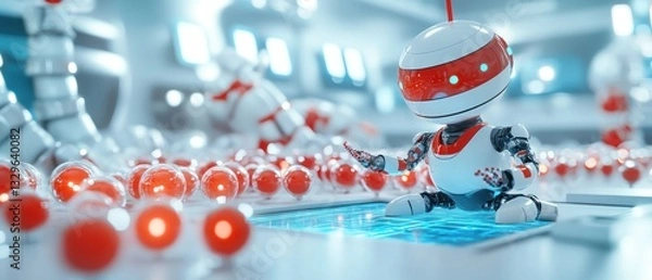 Fototapeta Miniature Robot in a Futuristic Laboratory