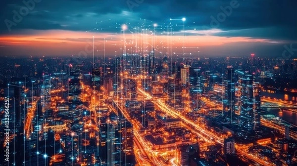 Fototapeta Quantum Computing Powered Autonomous City Control