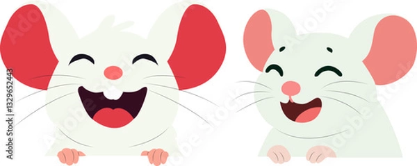 Fototapeta Two Happy Mice Cartoon