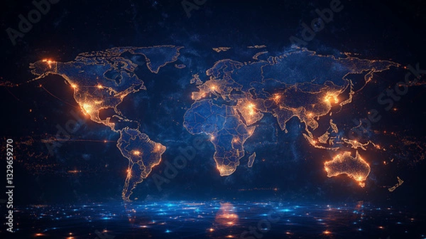 Obraz Business with technology, high technology for future. Generative AI Illustration.