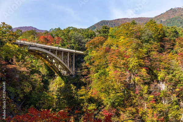 Obraz Bridge passing though Naruko Gorge