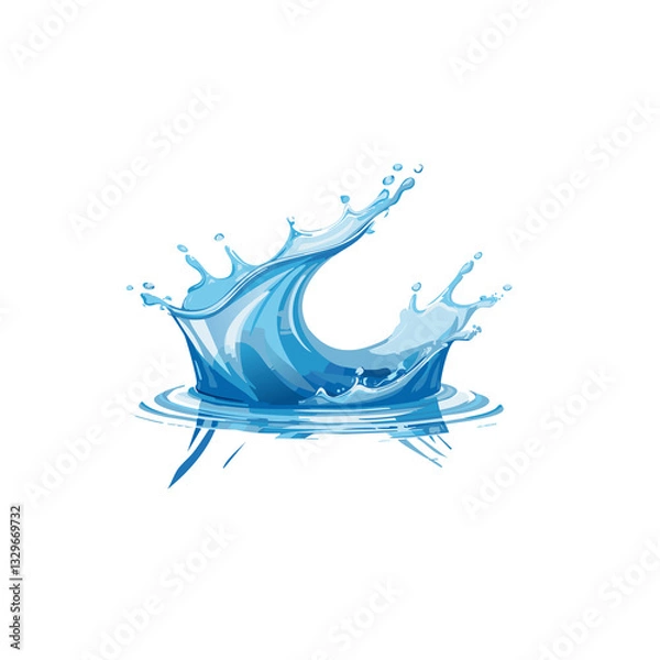 Obraz Transparent vector water splash and wave on light background,Crown water Liquid splash transparent,Water splashes with droplets, swirling and flowing on a white background. Suitable for refreshing, cl
