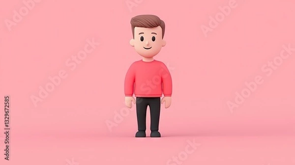 Obraz Happy man, 3D render, pink background, website avatar