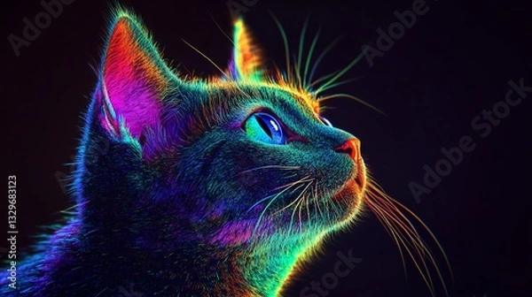 Obraz Professional Prismatic Cat Image for Creative Projects