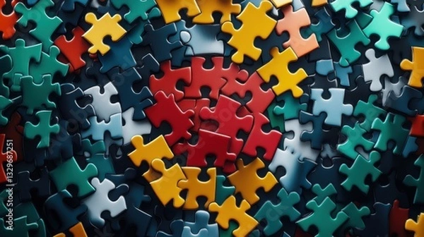 Fototapeta Puzzle. Business strategy, success solution, jigsaw games symbol. Idea metaphor. Creative idea, connection, challenge, partnership, teamwork, match
