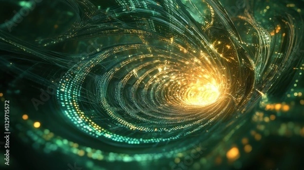 Fototapeta Quantum Chip Glowing with Intricate Swirling Binary - Standard