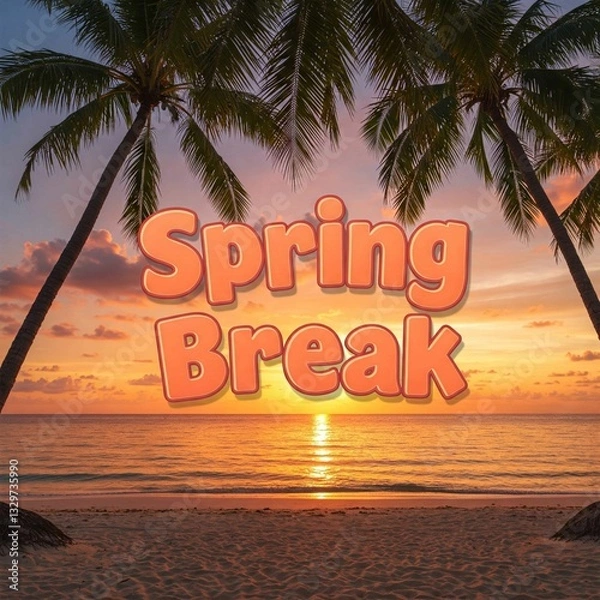 Fototapeta Spring Break Adventures party with Friends, Spring Break & summer vacation background