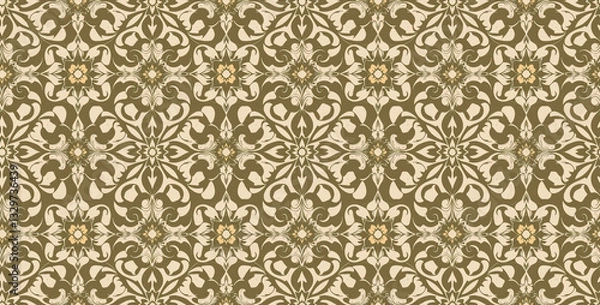 Obraz Elegant arabesque seamless pattern with intricate geometric shapes. Perfect for backgrounds, textiles, and decorative designs. High-resolution, detailed symmetry.