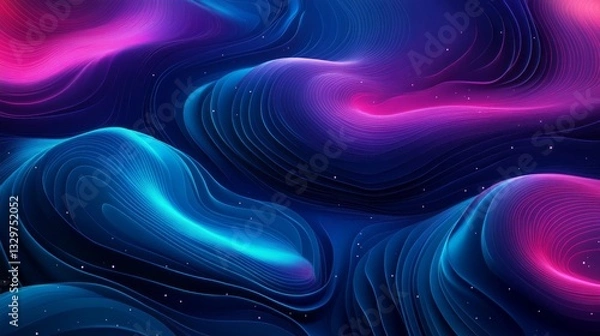 Obraz Abstract Glowing Neon Waves Background