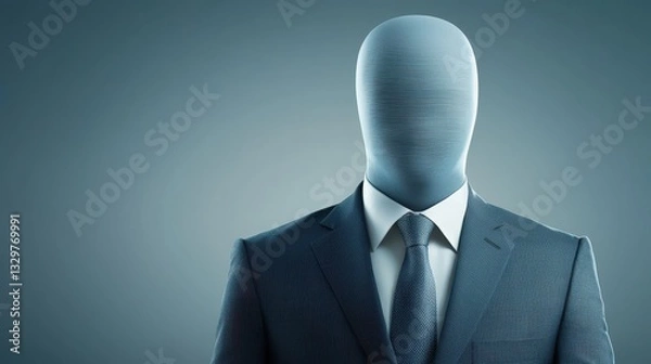 Fototapeta Masked man in a suit, portrait of mystery, intrigue, and business in formal wear