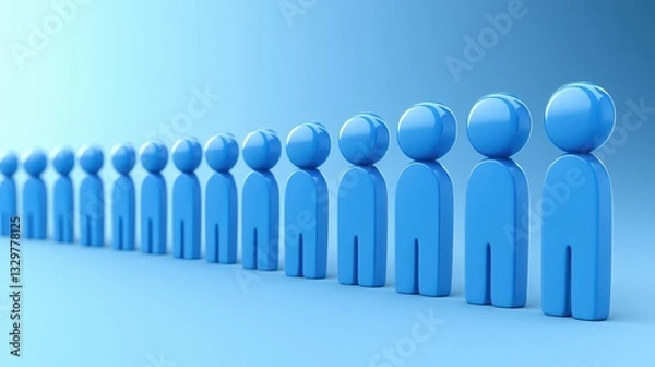 Fototapeta Queue management, people patiently waiting in for efficient service and positive experience