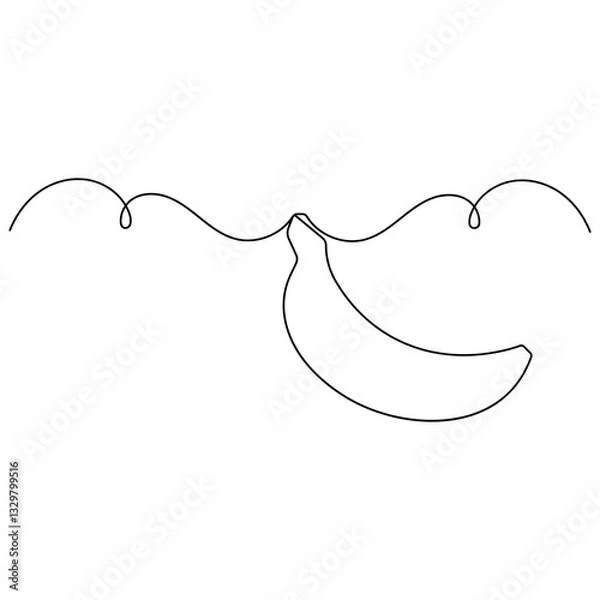 Fototapeta Banana  icon   continuous one line drawing of outline vector illustration 
